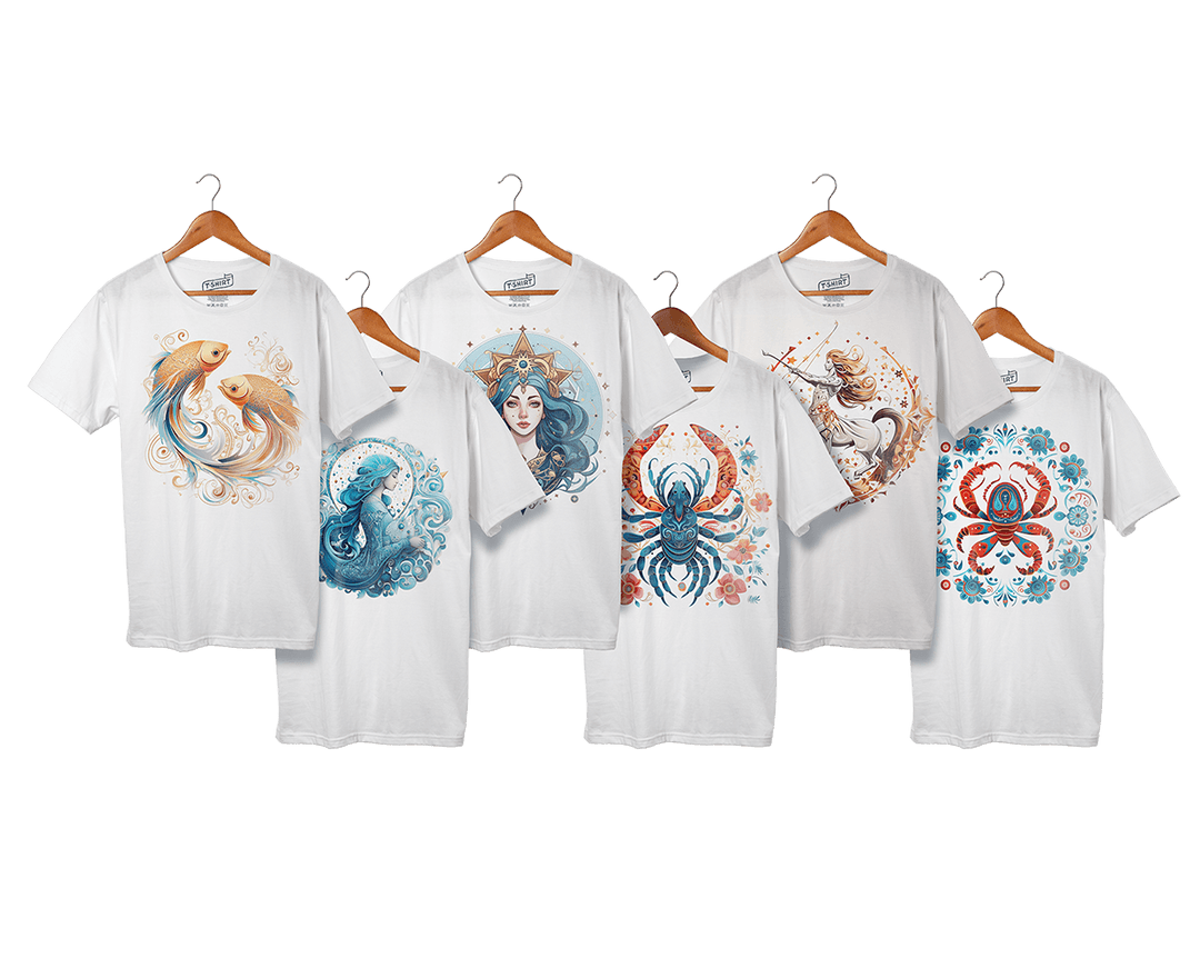 T-shirt designs about the zodiac signs using AI and Adobe Illustrator