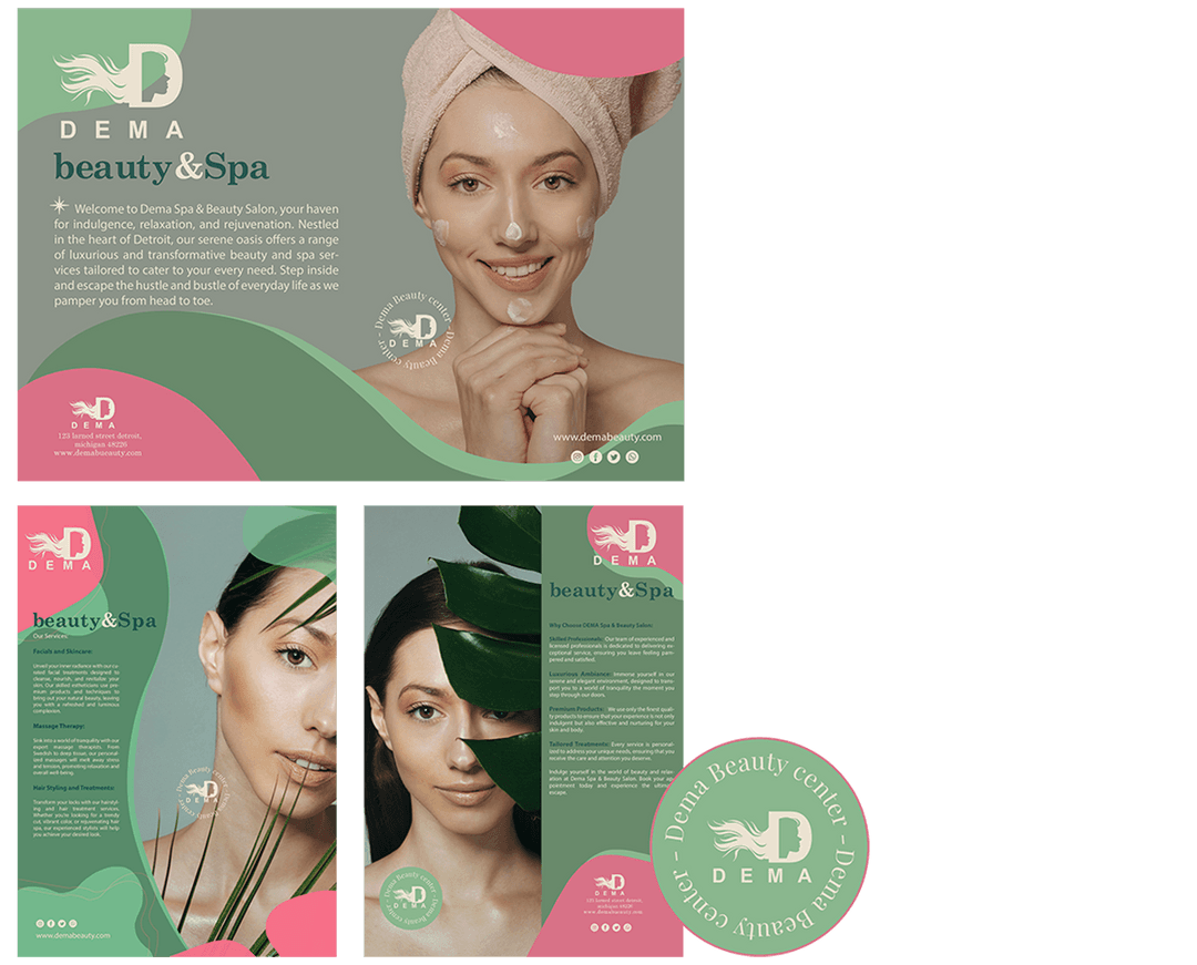 print designs for Dema Beauty and Spa Center created by Weditt.com for Creative Graphic Design