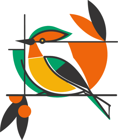 Illustration of a bird using geometric shapes, created by Weditt studio