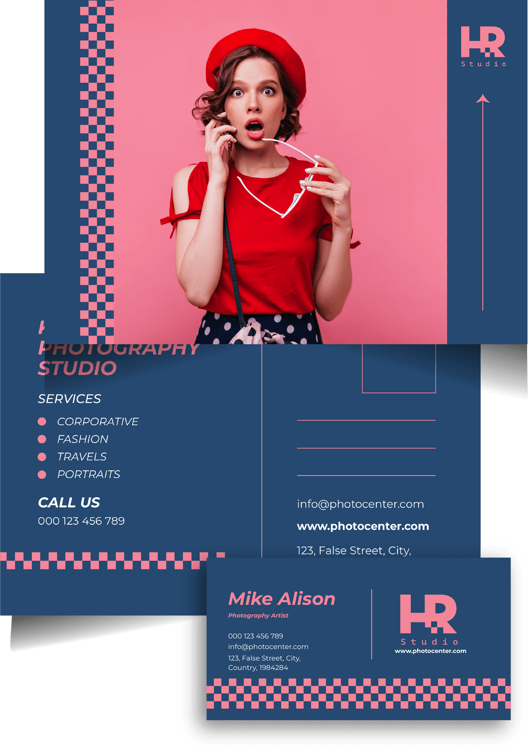 Postcard design for a photography studio created by services from Weditt