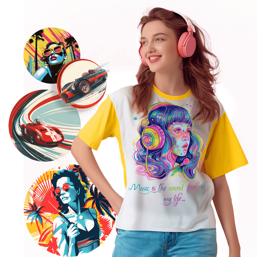 Abstract art T-shirt designs with colorful images , created by Weditt Studio for a unique look